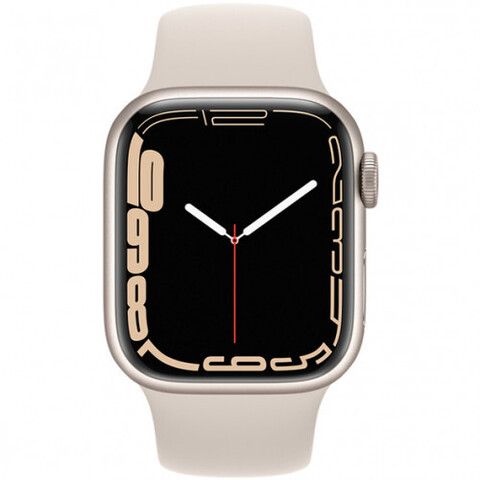 Apple Watch Series 7  GPS, 41mm Starlight Aluminium Case with Starlight Sport Band - Regular (MKMY3GK/A)