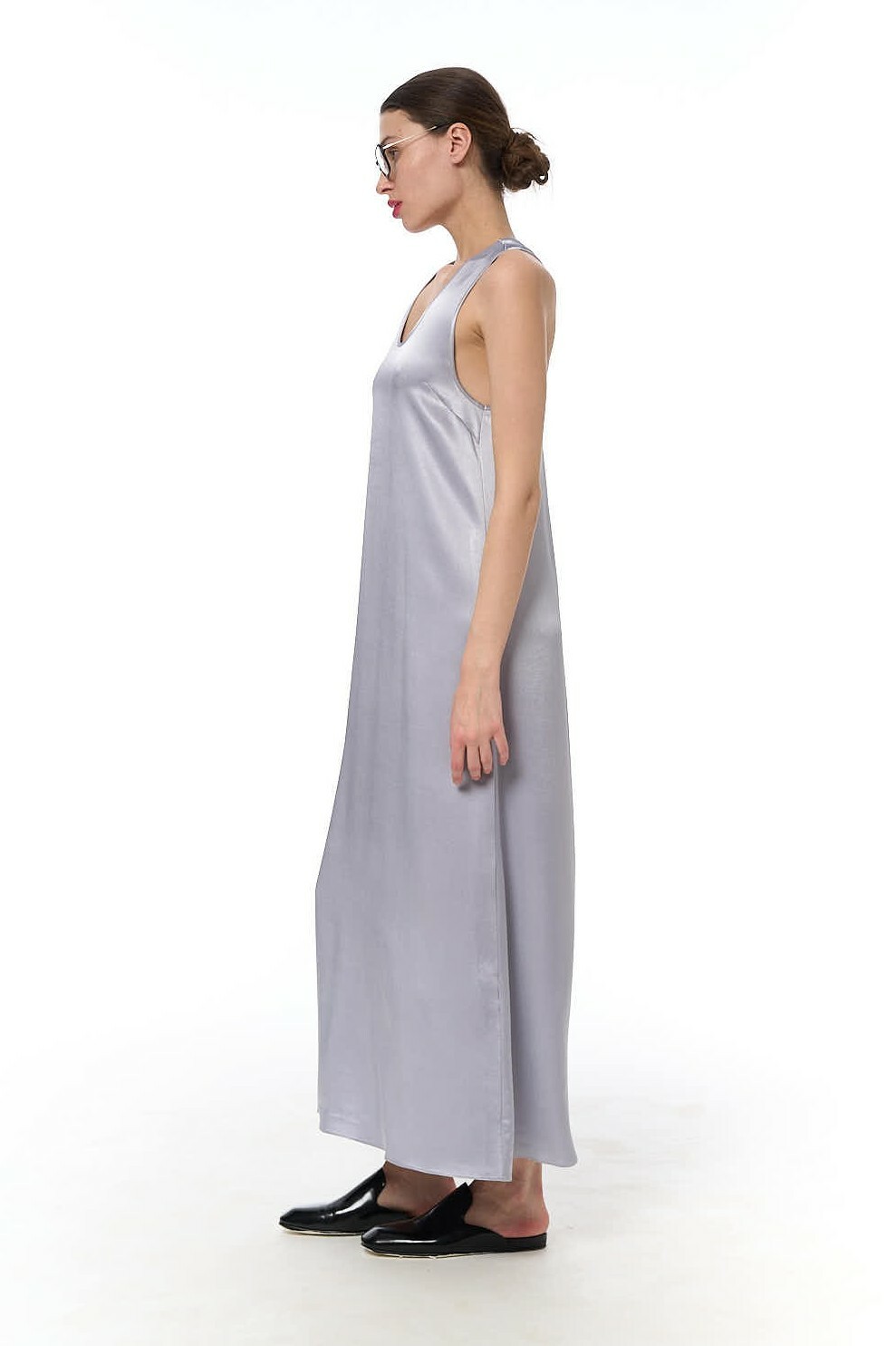 Платье-майка 2.0 из вискозного шелка, стальной