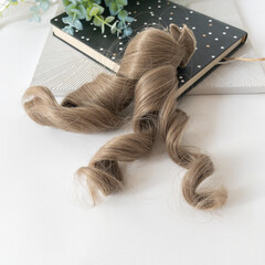 Волосы для кукол, трессы кудри-локоны, пепельный беж, 15 см*1 метр, набор 2 шт.