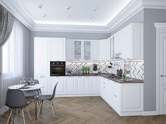 Угловая модульная кухня Ницца-04 Белый - Белый 2340*3200/2700*600