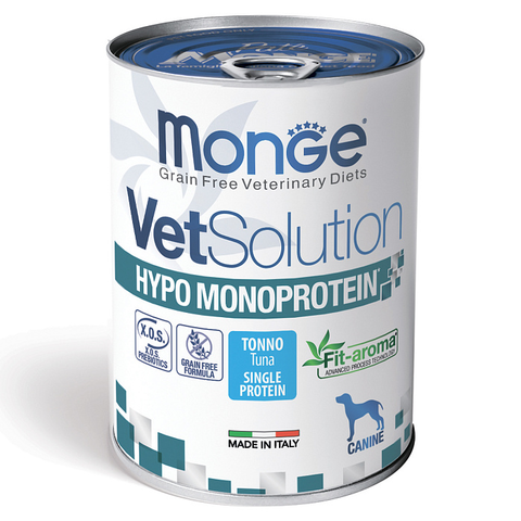 Диетический корм Monge VetSolution Dog Hypo Monoprotein TUNA Гипо монопротеин с тунцом для собак для снижения реакции пищевой непереносимости 400 г