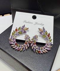 Комплект украшений колье с подвеской + серьги в стиле шопард с цветными вставками