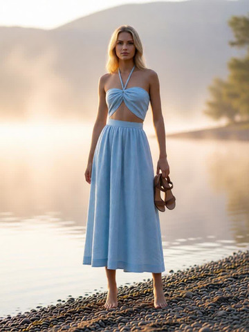 ❀ Малинка. Костюм льняной юбка макси с топом КCB-1015