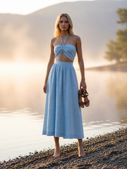 ❀ Малинка. Костюм льняной юбка макси с топом КCB-1015