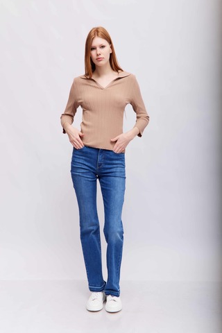 Marc Cain Поло трикотажное в вертикальную вязку. Эко-линейка ReThink Together