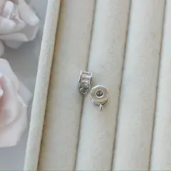 Бейл, держатель для кулона с фианитами, 4,8*7,2 мм, родий, Б007