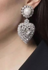 21345- Серьги клипсы с кристаллами и жемчугом ALEXANDRA RICH