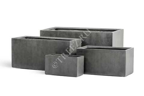 Кашпо TREEZ Effectory - Beton - Низкий прямоугольник - Тёмно-серый бетон