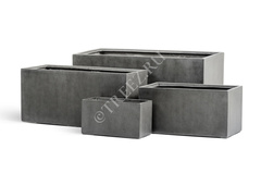 Кашпо TREEZ Effectory - Beton - Низкий прямоугольник - Тёмно-серый бетон