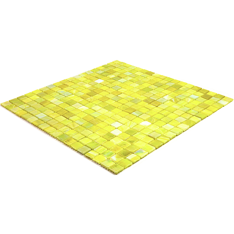 ND909 Мозаика одноцветная чип 15 стекло Alma Mono Color желтый светлый квадрат глянцевый перламутр
