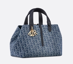 Сумка Dior Toujours Жаккард Denim Dior Oblique синего цвета