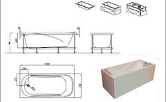 Ванна акриловая прямоугольная. Kolpa San STRING 170x75,BASIS в комплекте с каркасом