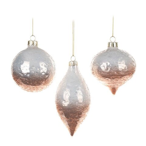 Набор елочных шаров 3шт 8см Goodwill M&G градиент белый с розовым