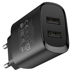 USB BOROFONE BN2 super fast, 2.1A, черный, два порта