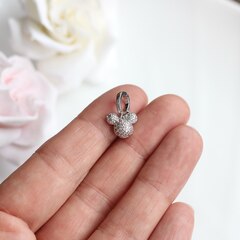 Подвеска Микки Маус с фианитами и разъемным бейлом, 11 мм, родий, П477