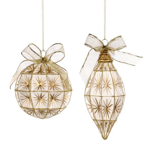 Набор елочных шаров с бантиками 2шт 11,5см Goodwill M&G золотые
