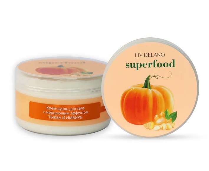 Liv-delano Superfood Крем-вуаль для тела с мерцающим эффектом Тыква и имбирь 240г