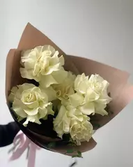 Букет белые французские розы (5шт)