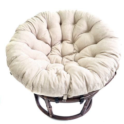 Кресло Papasan из натурального ротанга с подушкой (115*100*85 см) - Орех