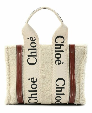 Сумка-тоут Chloé Woody Mini бежевый