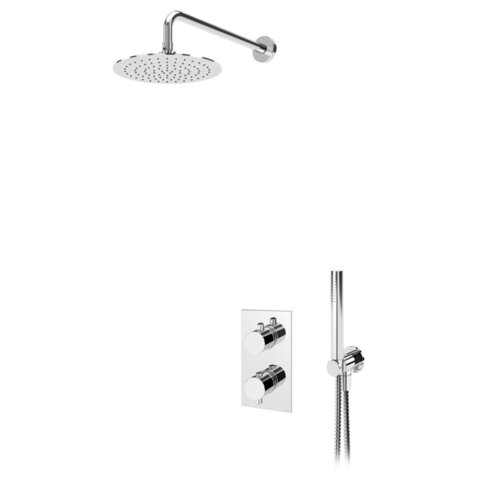 Cezares LEAF-DSIP-T-25-SR Душевая система термостатическая с дивиатором для верхнего и ручного душа, верхний душ из стены 25 см, исполнение Sunrise