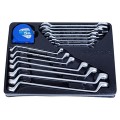 KING TONY (9-90315MR) Набор накидных и рожковых ключей, рулетка, ложемент, 15 предметов