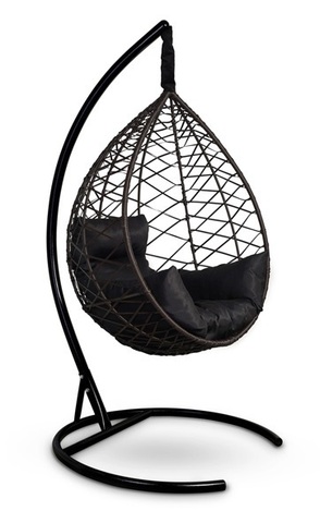 Подвесное кресло-кокон ALICANTE коричневое, черная подушка (Laura Outdoor)
