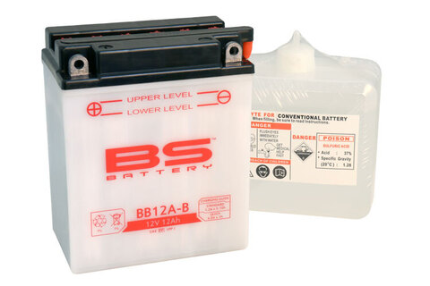 BB12A-B Аккумулятор BS , 12В, 12 Ач 155 A 134x80x160, прямая ( +/- ), (YB12A-B)