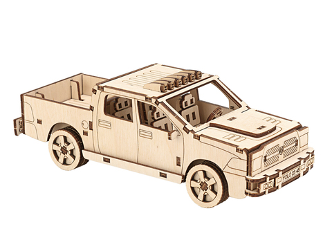 Деревянный конструктор сборная модель 3D машина Додж Dodge пикап, 21х7х7 см, 92 дет.