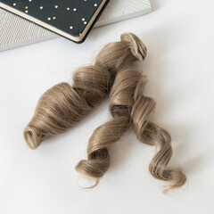 Волосы для кукол, трессы кудри-локоны, пепельный беж, 15 см*1 метр, набор 2 шт.