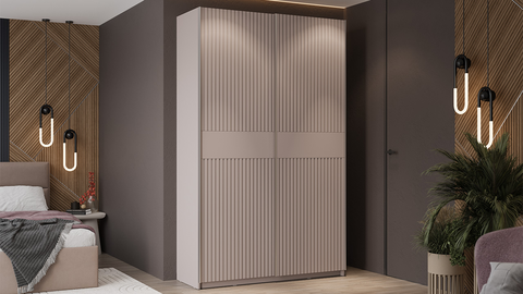 Шкаф-купе Оскар Хилтон 2-х дверный 140 кашемир / кашемир сатин / ручка серебро