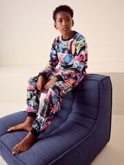 Пижама флисовая для мальчика Next B88-710, Черный, Желтый, Красный