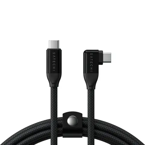 Кабель Satechi Right Angle 240W PD USB-C to USB-C Cable угловой (вправо), 1м, черный