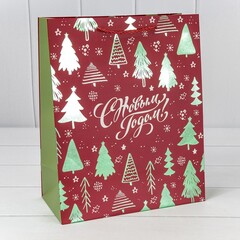 
          Пакет подарочный 26 х 32 х 13 см "Новый год" с тиснением (Красный)