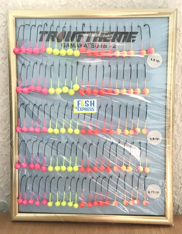 Джиг-головка TROUTTHEME  комплект 100шт (0,75г-40шт/1г-20шт/1,5г-40шт.) ультрафиолет, крючок GAMAKATSU № 4 продажа от 1 комплекта(100шт)