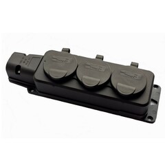 Розетка 3-местная каучуковая с крышками 