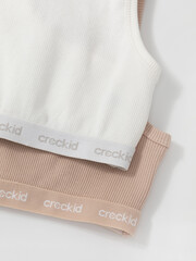набор майка-топ  для девочки  К 1196-2уп/нюдовый беж,сахар