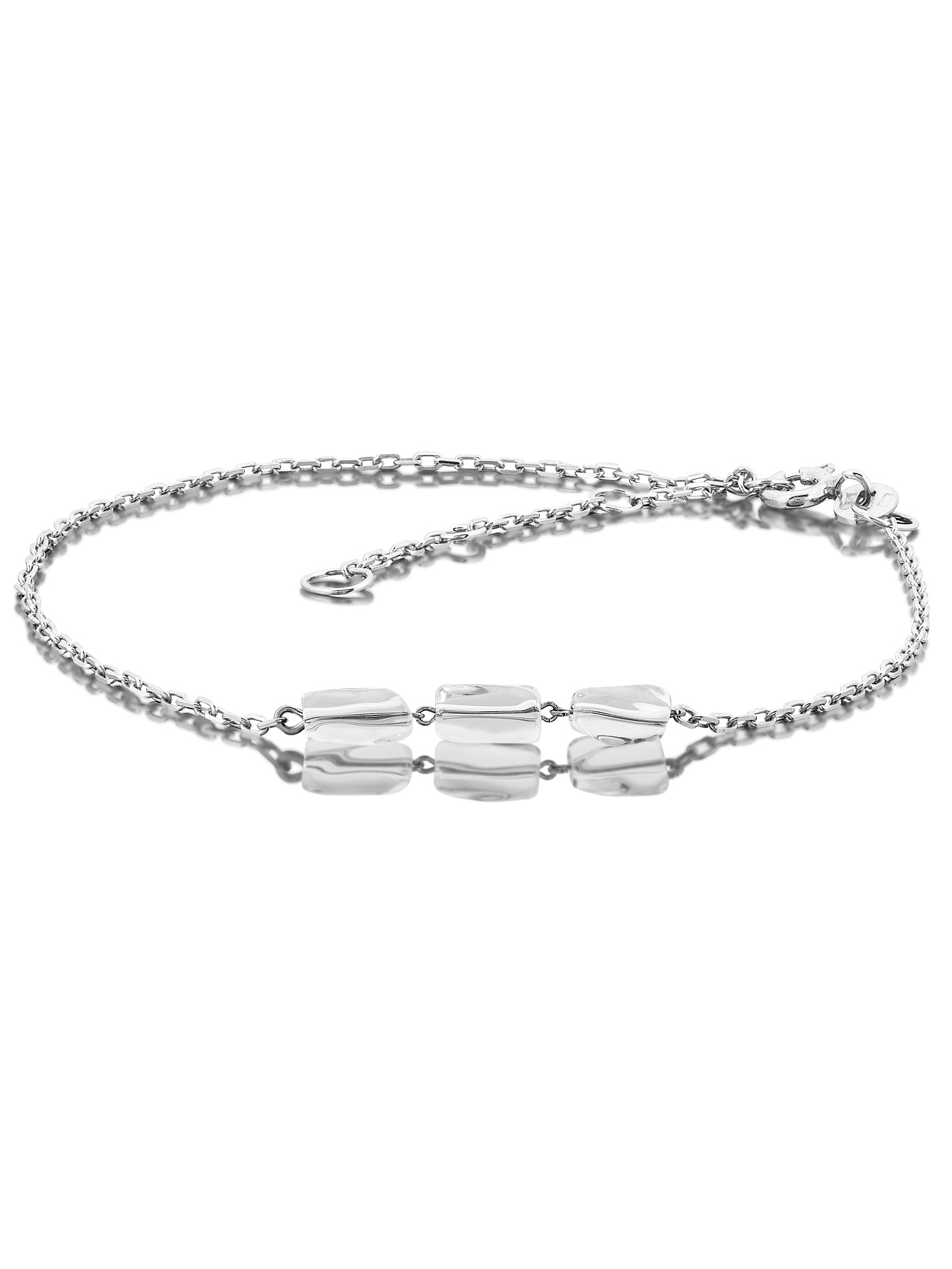 Серебряный браслет на ногу с горным хрусталем