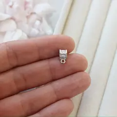 Бейл, держатель для кулона с фианитами, 4,8*7,2 мм, родий, Б007