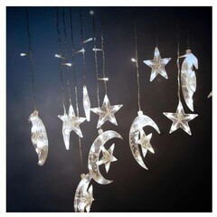 Гирлянда Звезда и Месяц+звездочка , многорежимная, соединяемая, холодный белый