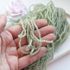 Хрусталь гранёный (стекло) рондель, оливковый 4*3 мм, 1 нить, С200