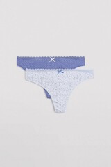 Трусы стринги 2 шт. в упаковке YSABEL MORA 19022_Светло-голубой + васильковый