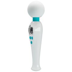 Белый wand-вибратор с дисплеем Skyler - 22,4 см. - 