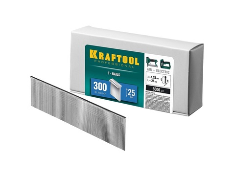 KRAFTOOL тип 300 25 мм, 5000 шт, Гвозди для нейлера (31785-25)