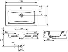 AVK2. Тумба напольная, 2 Ящика 2 Двери, 700, коллекция Катрин, с умывальником Como 70, Дуб Крафт Золотой, Молочный глянец
