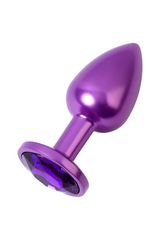 Фиолетовый анальный плаг с кристаллом фиолетового цвета - 7,2 см. - 