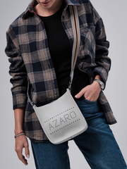 Сумка кожаная на плечо серая старс