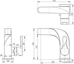 СМЕСИТЕЛЬ BRAVAT НА РАКОВИНУ WAVE F174108C-2
