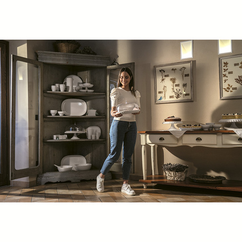 Блюдо сервировочное 30см Guzzini Tiffany молочно-белое с крышкой