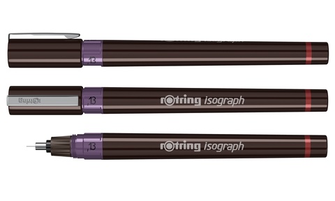 Изограф Rotring, толщина линии: 0.13 mm, корпус: пластик, цвет: бордовый (1903395)